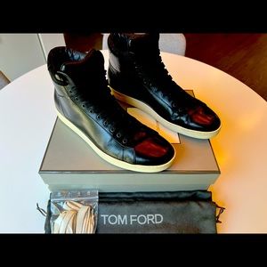 Tom Ford black high top sneakers.